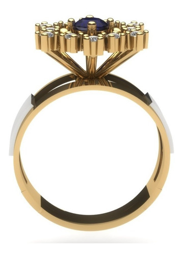Anel De Formatura Psicologia Com Zirconias Ouro 18k