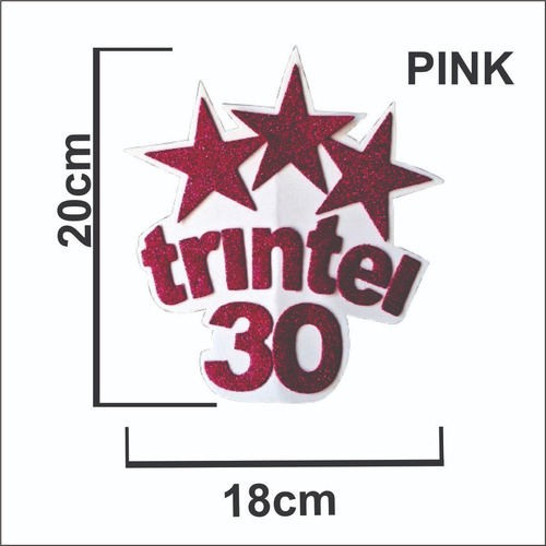 Trintei Topo De Bolo Eva Glitter Pink/branco