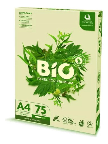 Resma Bio A4 75gr Papel Eco Premium Celulosa Color Beige