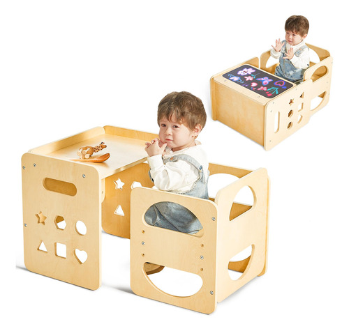 Juego De Mesa Y Silla Montessori 2 En 1, Juego De Mesa Y Si.