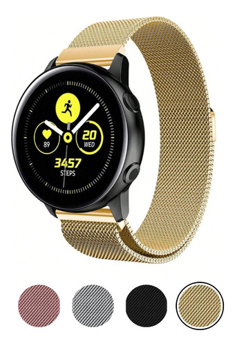 Pulseira Fecho Magnético Milanese Para Galaxy Watch Active 2 Cor Dourado Largura 22