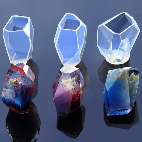 Nuevo 3 Largo Multifacético Molde De Silicona De Piedra