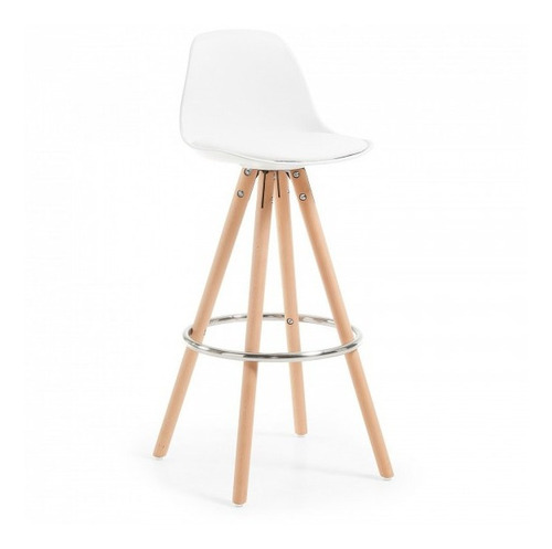 Imagen 3 de 5 de Silla Bar Eames Alta Base En Madera Blanca