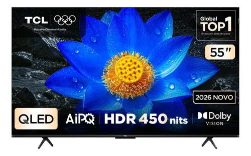 Smart TV TCL 55 Polegadas QLED 4K P8LS WiFi Bluetooth Google TV HDR10+ 120 Hz DLG VRR 55P8LS