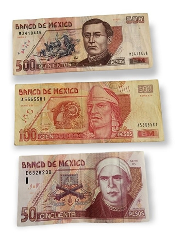 Set 3 Billetes Antiguos México  1998 - 2008