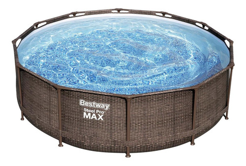 Piscina estructural redonda Bestway 56709 con capacidad de 9150 litros de 3.66m de diámetro marrón chocolate diseño piedra prismática/ratán