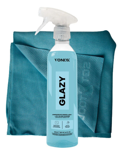 Glazy 500ml Limpa Vidros 4 Em 1 Redutor De Atrito Pano Suede