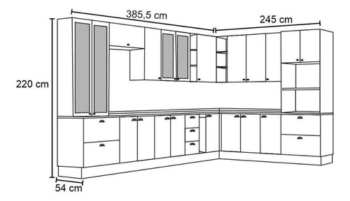 Cozinha Modulada Completa Americana 19 Peças (1 Torre Quente