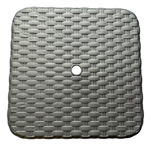 Set 4 Bancos Cuadrados Plástico Tipo Rattan, Exteriores Gris Oscuro Banco Cuadrado Gris