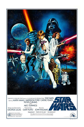 Cuadro Lienzo Póster Star Wars 1977 Arte Geek 70x106cm