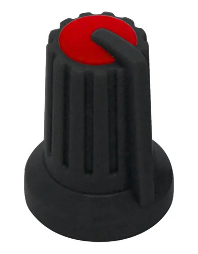 Pct 05 Knob Chave 6mm Para Potenciômetro Estriado Vermelha