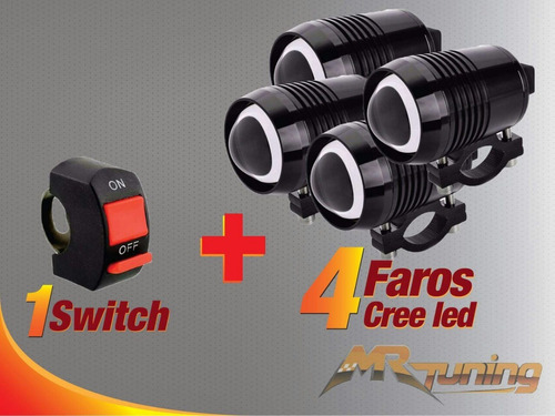 4  Faros Auxiliare Led Cree U3 15w 6000lm Moto Auto + Switch