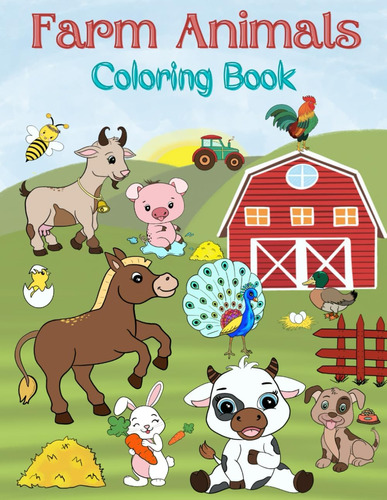 Libro Colorear Animales Granja: Niños 2 A 7 Años, Simple, X