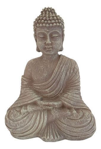 Buda Dhynana Meditando Bege Decoração Enfeite Resina