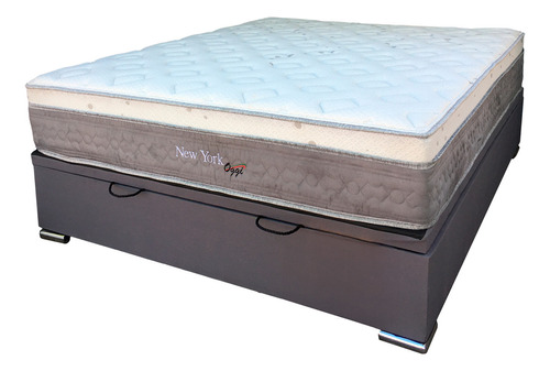 Mulata Muebles & Mas Sommier queen box baúl gris y colchón gris elegancia y confort en 158x198x68 cm base robusta con box baúl para almacenamiento