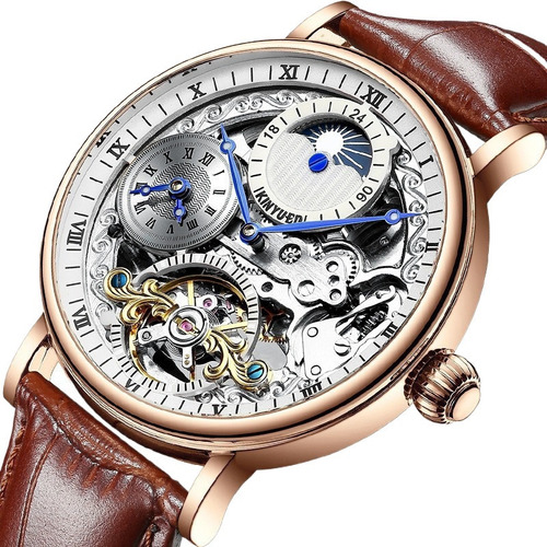 Relógio Mecânico Kinyued J073 Tourbillon Skeleton