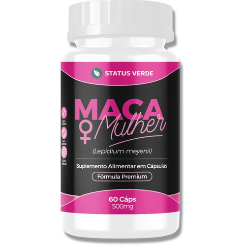 Maca Mulher 100% Natural 60 Cáps De 500mg - Status Verde Sabor Sem Sabor