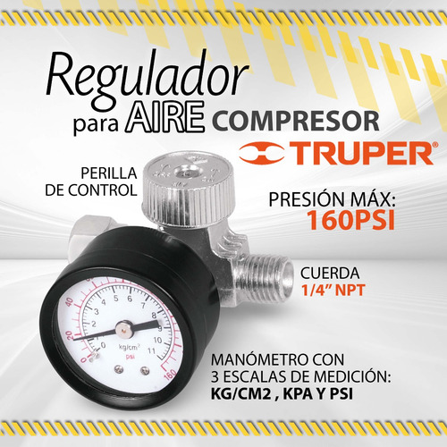 Regulador Para Aire Compresor 1/4 Truper 19239 / 0000000642