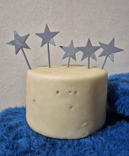 5 Unidades Mini Topper Cup Cake Estrellitas Estrella 3d Plateado Cupcake Estrella