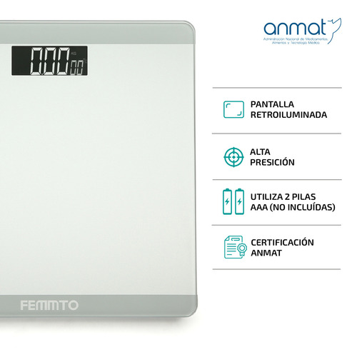 Imagen 6 de 9 de Balanza digital Femmto B01 blanca, hasta 180 kg