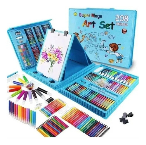 Set De Arte 208 Pzas Para Niños Pintar Colorear Estuche