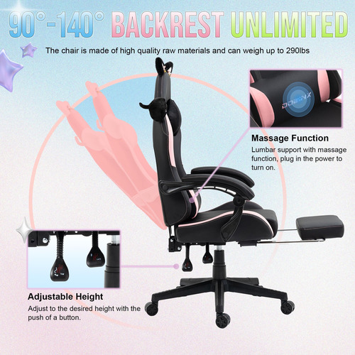 Dowinx Silla Para Juegos Linda Con Orejas De Gato Y Soporte