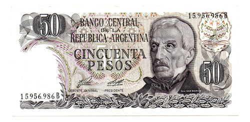 Billete 50 Pesos Ley, Bottero 2376, Año 1976 Exc +