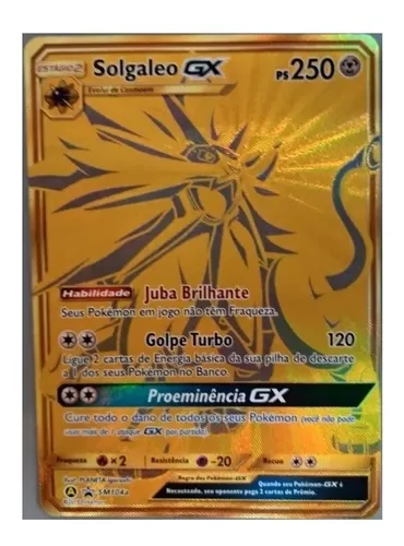 Carta Pokémon Lendário Solgaleo Gx Dourado Sol E Lua