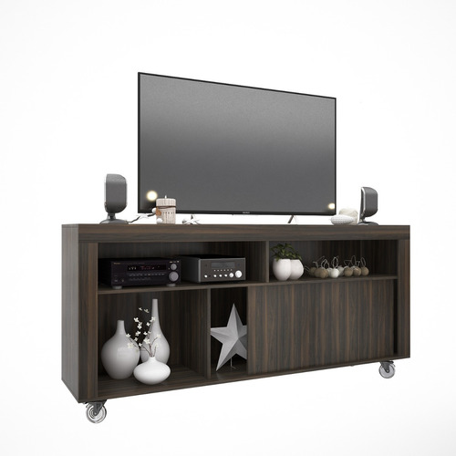 Mueble Rack Tv Moderno Puerta Estantes Ruedas Modular 160