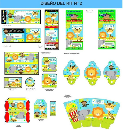 Kit Imprimible Animalitos De La Selva Bebés Fiesta 3x1