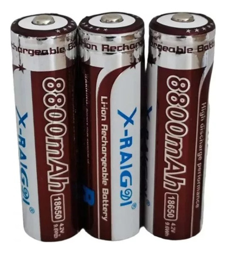 Baterías Pilas  18650 Cilíndricas 8800mah Recargables Kit X3