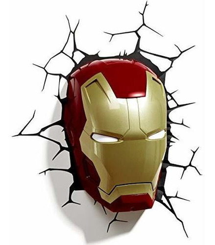 Máscara 3dlightfx Marvel Avengers Iron Man 3d Luz Deco