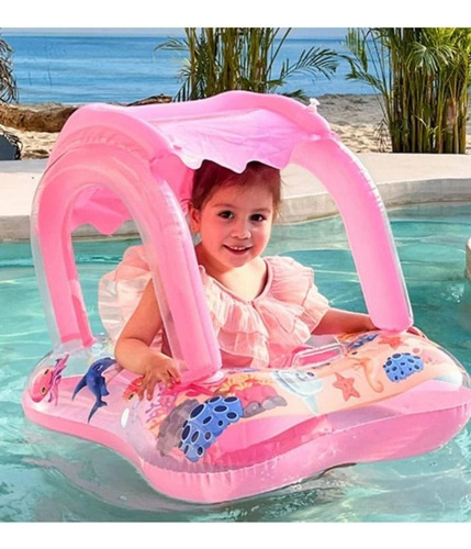 Boia Bote Bebê Cobertura Fralda Infantil Inflável. Piscina. Cor Rosa