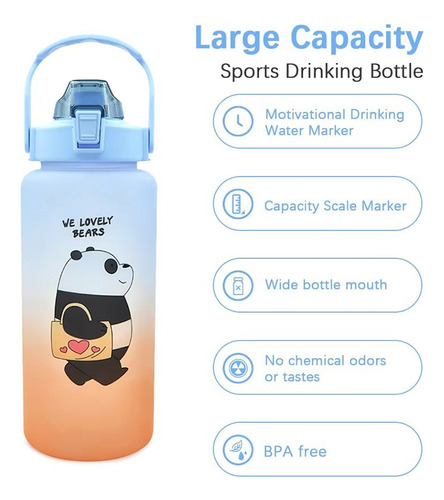 Two-piece Water Bottle One 900ml And The Other 2000ml Multicolor
