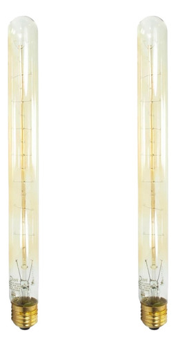 2 Pz Foco Vintage Filamento De Carbono 40w Gt125 27cm Luz Blanco Cálido