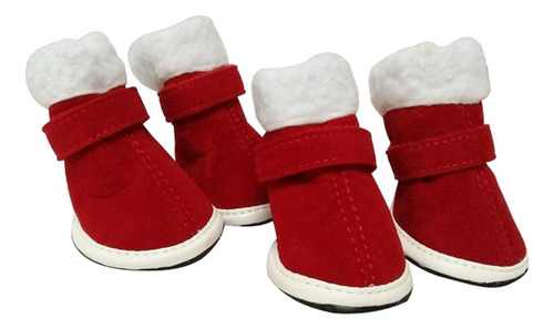 4 Piezas De Mascota Botines Navidad De Pata Rojo S