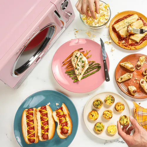 Forno De Microondas Nostalgia 800w Com Bancada Rosa Retrô 127v