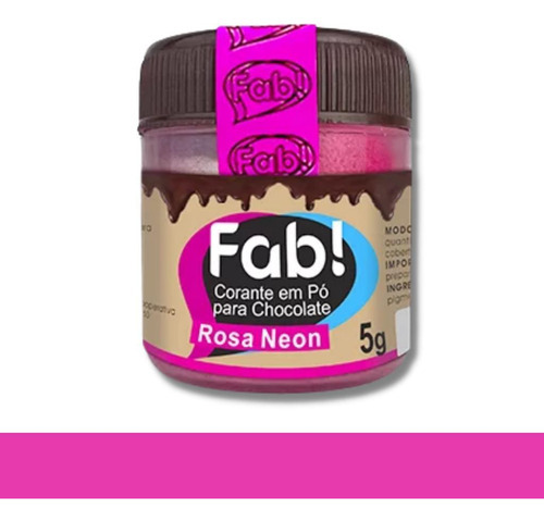 Corante Em Pó Rosa Neon Para Chocolate Fab Bolos Doces