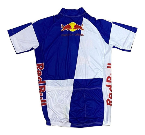 Camisa Ciclismo Bike Red Bull Azul Branca Ziper Total