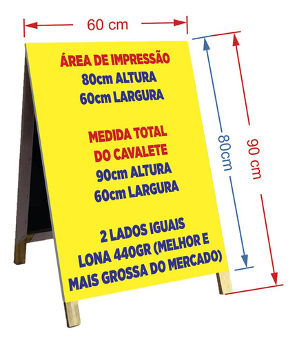 Cavalete Sorvete De Massa Dupla Face 90x60cm Mod164