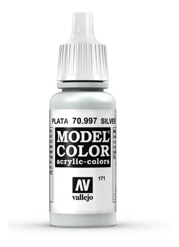 Imagen 1 de 6 de Silver Plata Vallejo Model Color 70997 Acrílica Al Agua Lp