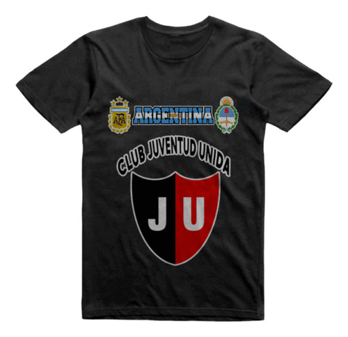 Remera Algodon Negra Club Juventud Unida Campana