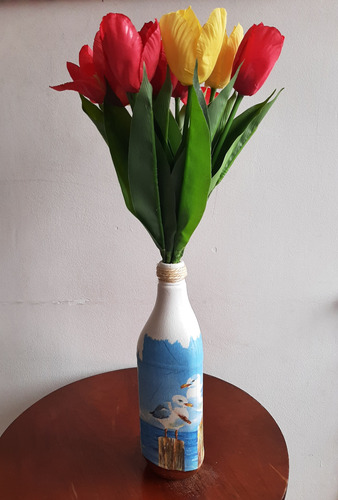 Florero Decorativo Con Flores Artificiales Madres Día 