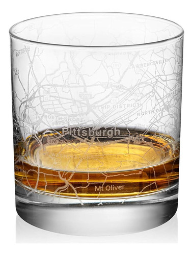 Rocks Whiskey Old Fashioned 11oz Glass Urban City Map Pittsb