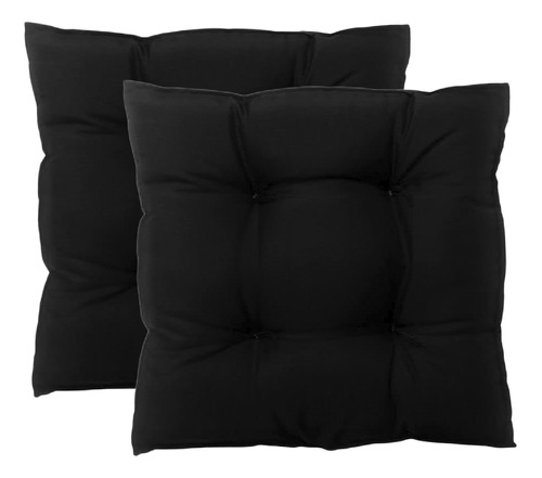 Kit 2 Assentos Almofada Futon Para Cadeiras 45x45cm - Preto