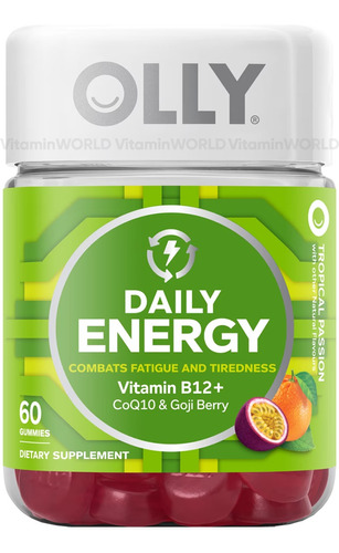 Olly Daily Energy Gummy, Sin Cafeína, Vitamina B12, Coq10