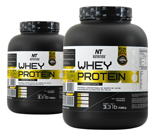 Pack 2 Proteina Premium 100% Whey Protein Nt Nutrition 3kg Sabor Vainilla