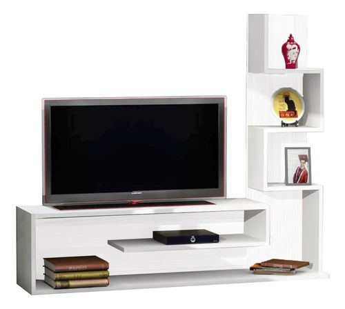 Mueble Mesa Para Tv Led Rack 150 Cm Blanco Modelo L