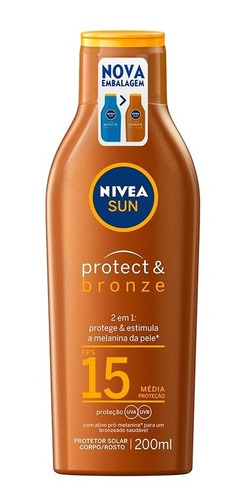 Protetor Solar Nivea Sun Protect & Bronze Fps15 200ml
