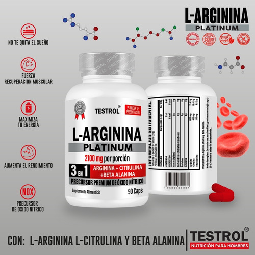 L-arginina Platinum 2100mg Testrol 3 In 1-90 Cap